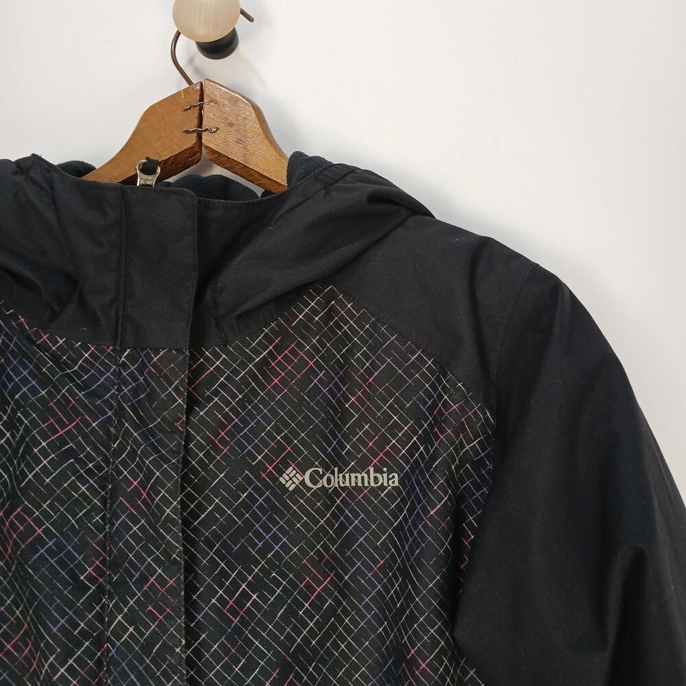 Columbia Youth Jacket L 14-16 Omni Tech Waterproof Hooded Coat Black - Picture 3 of 9
